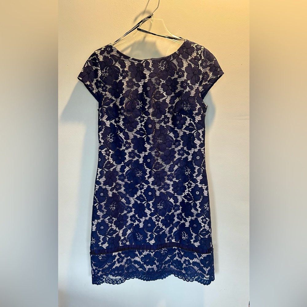 Vince Camuto Navy Floral Lace Mini Dress